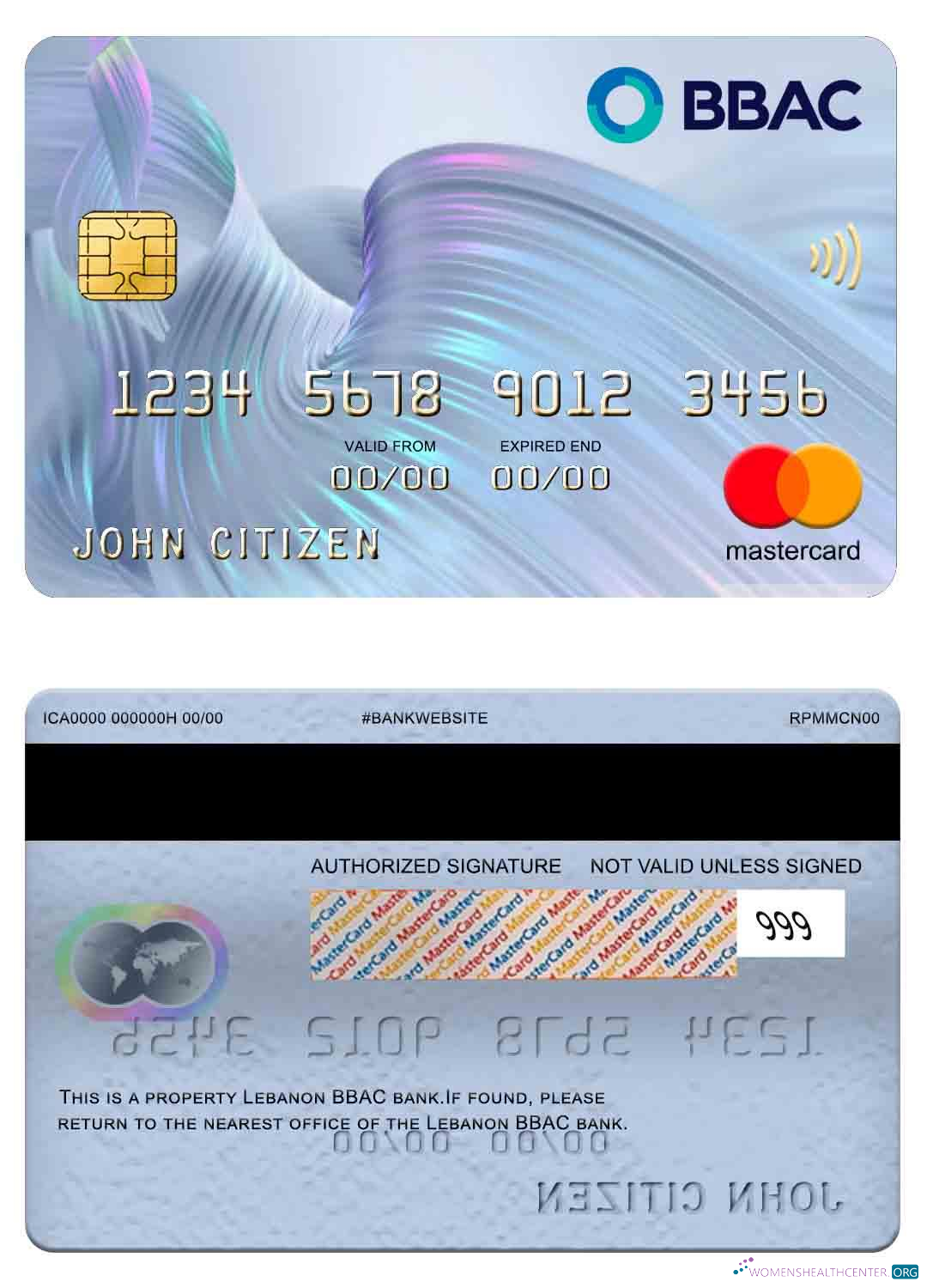 Download Lebanon BBAC bank mastercard Photoshop template